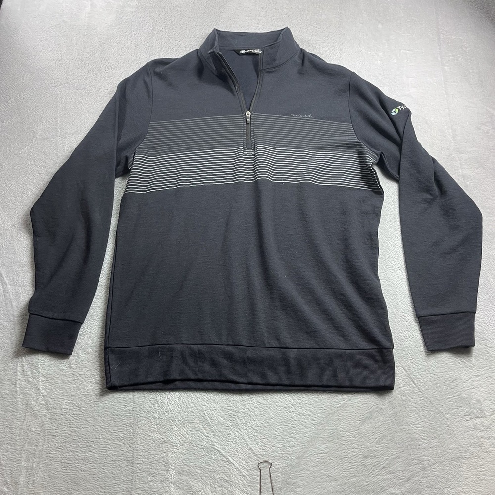 Travis Mathew Book Club 1/4-Zip Golf Pullover Sweater Mens Large Navy Blue Blend - Picture 4 of 9